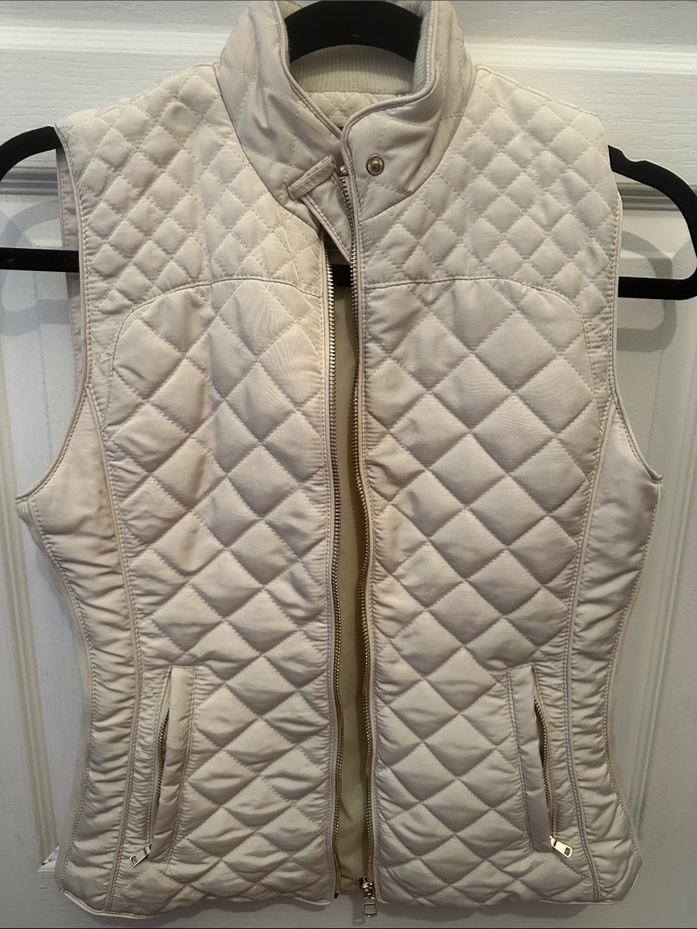 Zara Quilted Cream Puffer Vest